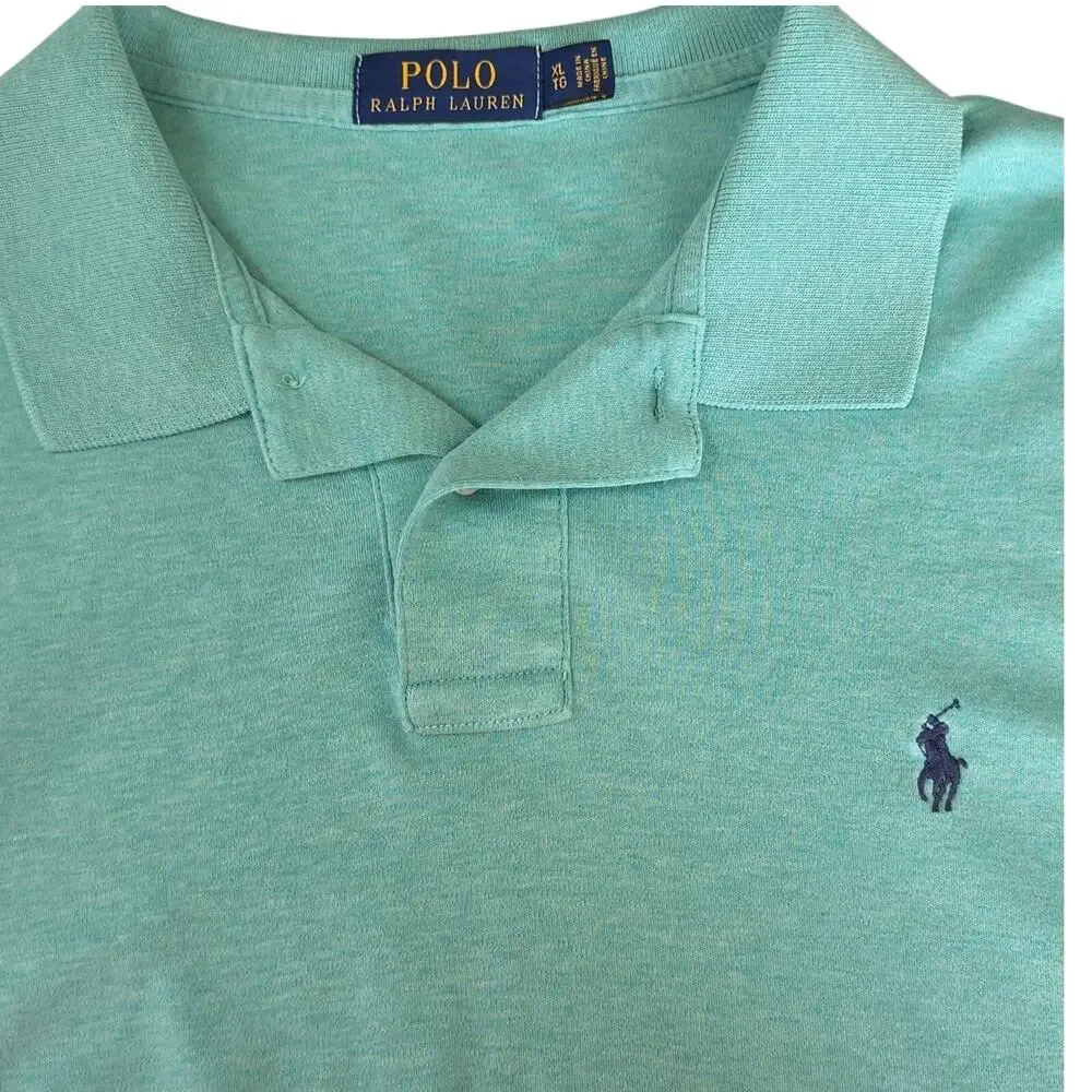 Ralph Lauren Mens Polo Sz XL Green Logo Pony Preppy 100% Cotton Old Money Shirt